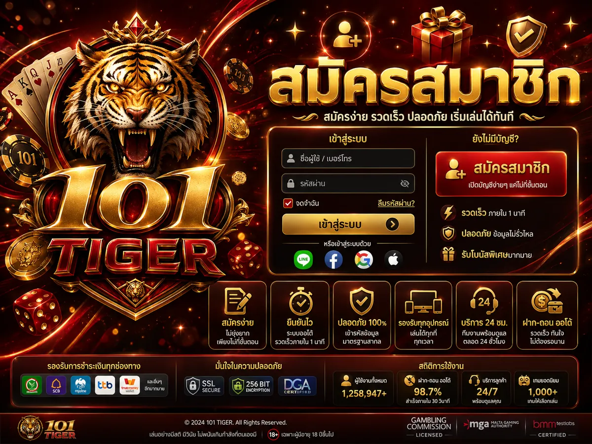 101 tiger สล็อต: เล่นง่าย ได้เงินจริง พร้อมโบนัสแตกง่าย 2026